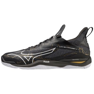 Zapatillas Balonmano Mizuno WAVE Mirage 4 Hombre - Negros / Blancos / Dorados - Chile M917SFRGNE